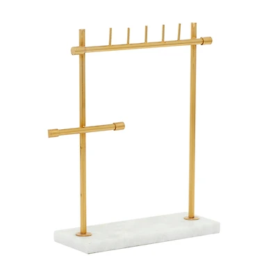 Gold Marble Modern Jewelry Stand, 13" x 12" x 4"