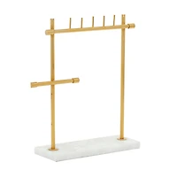 Gold Marble Modern Jewelry Stand, 13" x 12" x 4"