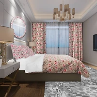 Designart 'Red Rose in Pink Background' Traditional Bedding Set