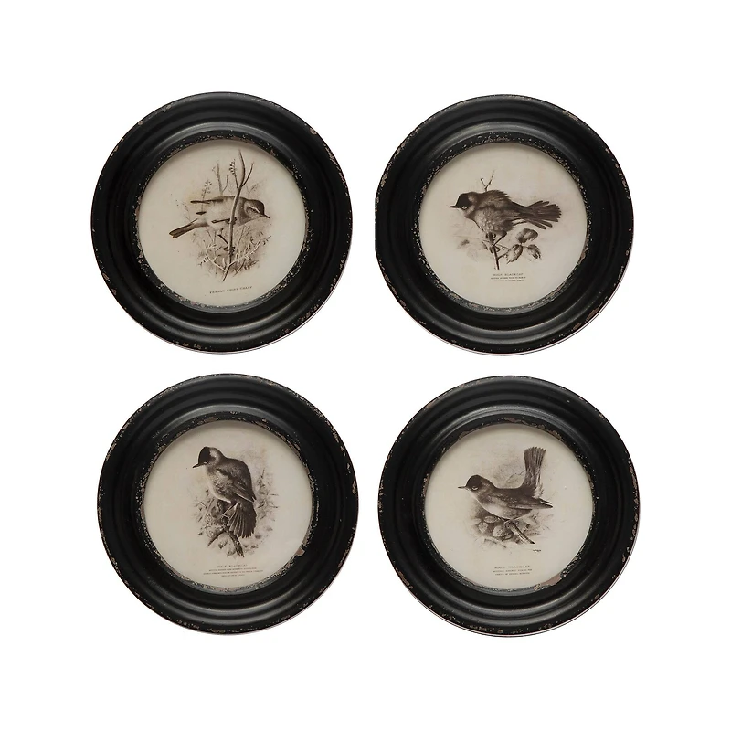 Hello Honey® Round Bird Print Wood Framed Set