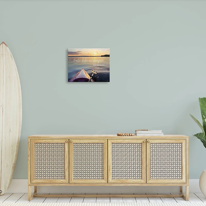 Stupell Industries Lake Life Is Simple Phrase Kayak Boat Sunrise Canvas Wall Art