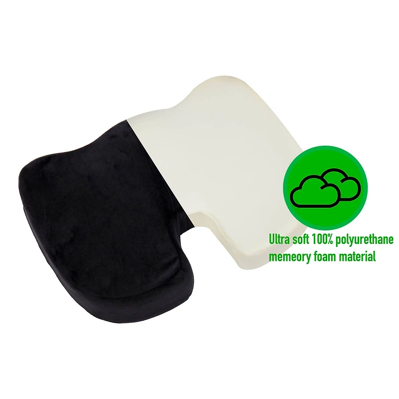 Mind Reader 18" Black Back Relief Memory Foam Seat Cushion