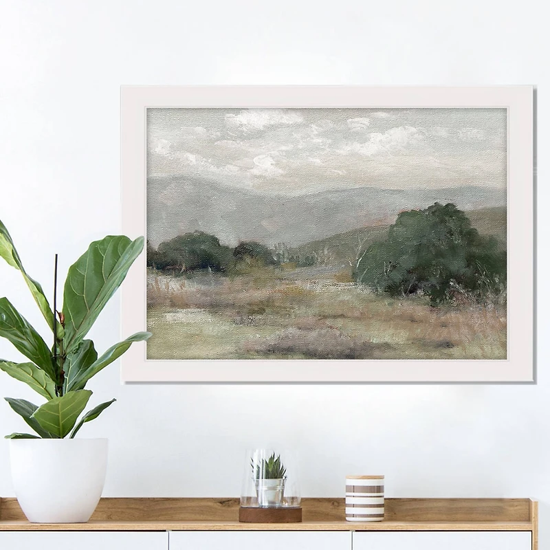 Textural Muted Landscape 20" x 30" White Framed Print Under Plexiglass