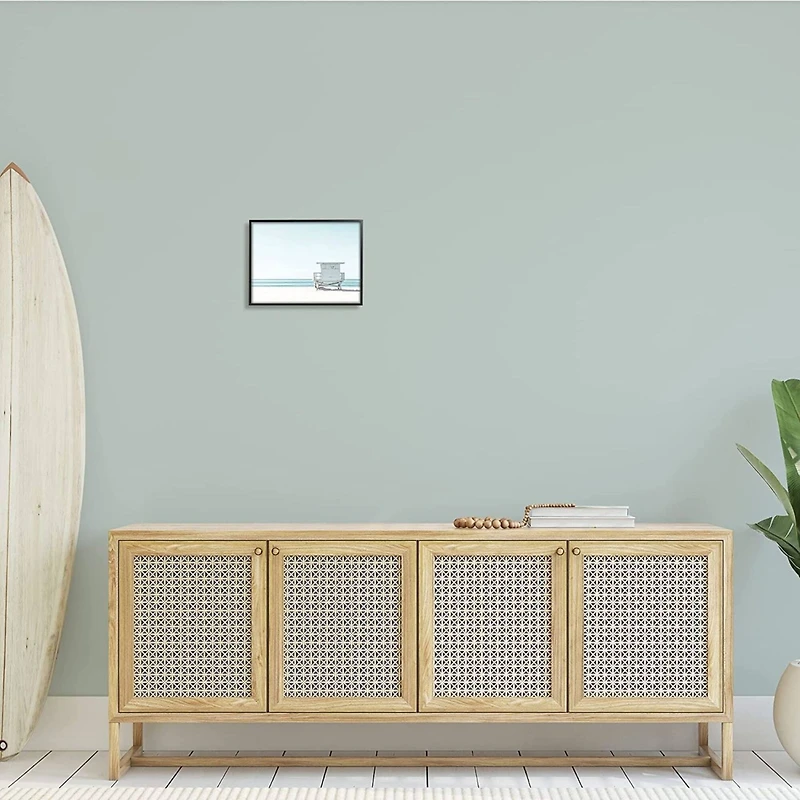 Stupell Industries Sun Bleached Blue Coast Lifeguard Shelter Summer Photography Framed Wall Art