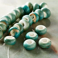 12 Pack: Aqua Ceramic Rondelle Beads, 14mm by Bead Landing™