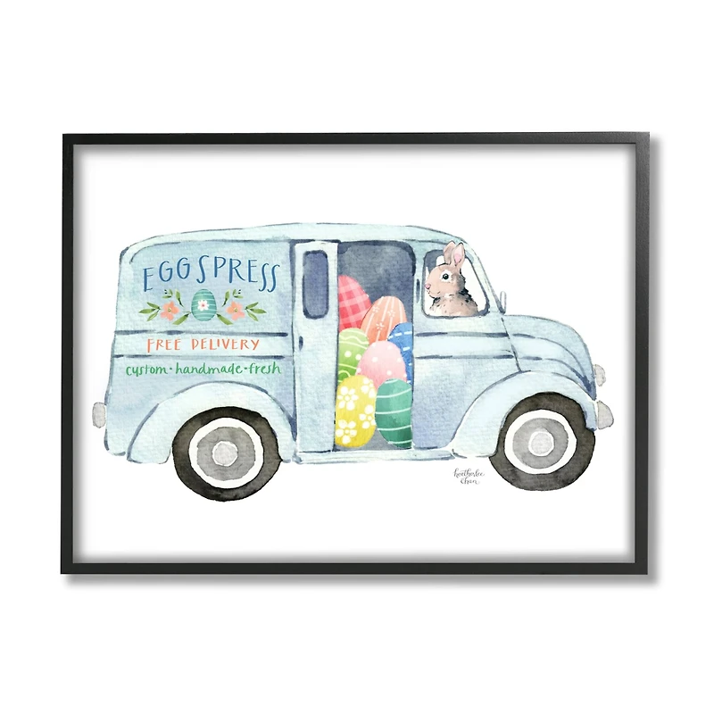 Stupell Industries Patterned Easter Eggs Truck Holiday Bunny Painting Framed Giclee Art