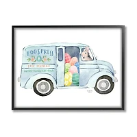 Stupell Industries Patterned Easter Eggs Truck Holiday Bunny Painting Framed Giclee Art