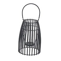 12" Black Iron Contemporary Candle Holder Lantern