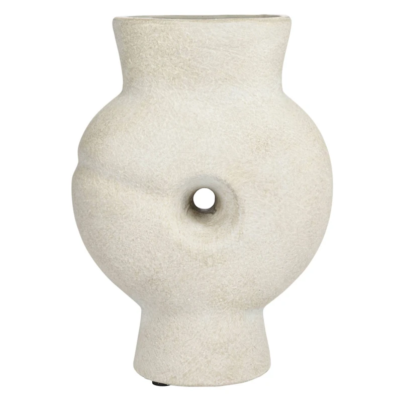 Hello Honey® Bloomingville 9" Tan Modern Terra Cotta Vase with Cut Out Detail