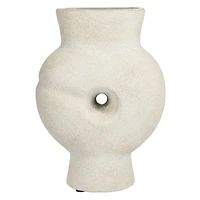 Hello Honey® Bloomingville 9" Tan Modern Terra Cotta Vase with Cut Out Detail