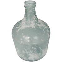 17" Frosted Spanish Bottle Recycled Glass Vase