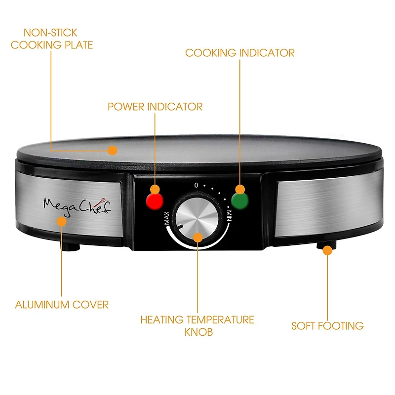 MegaChef Nonstick Crepe and Pancake Maker Breakfast Griddle