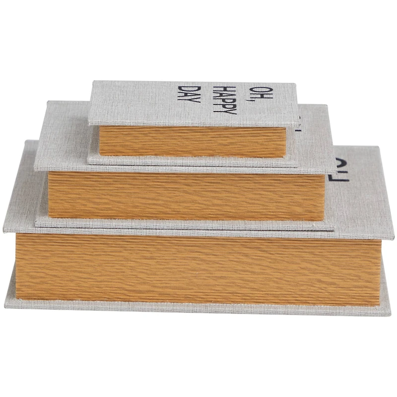 Light Gray Oh, Happy Day Linen Storage Book Box Set