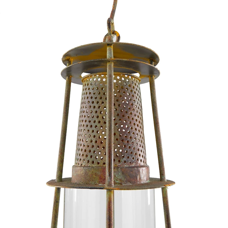 Brown Metal Rustic Lantern, 23" x 9" x 9"