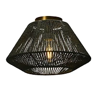 Hello Honey® 14" Gray Flush Mount Ceiling Light with Woven Paper Rope Shade