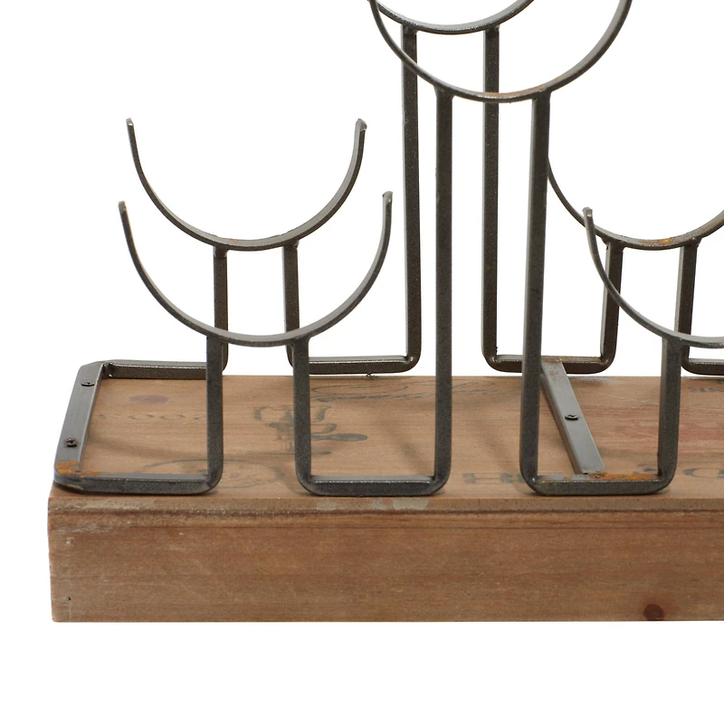 26" Brown Metal Industrial Wine Holder