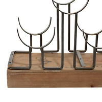 26" Brown Metal Industrial Wine Holder