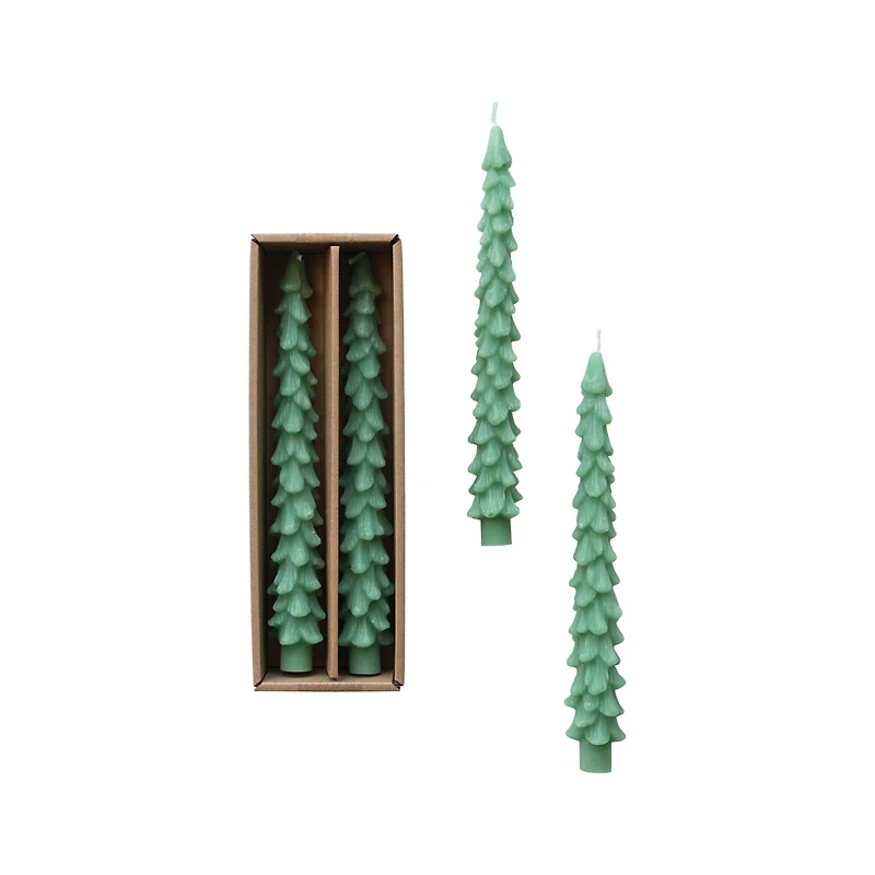 Hello Honey 10" Green Unscented Tree Shaped Taper Candles, 2ct.