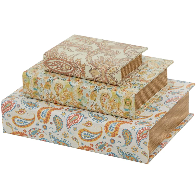 Paisley Canvas Faux Book Box Set