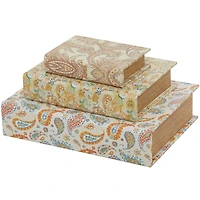 Paisley Canvas Faux Book Box Set
