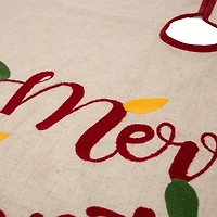 Glitzhome® 48" LED Embroidered Merry Christmas Linen Christmas Tree Skirt