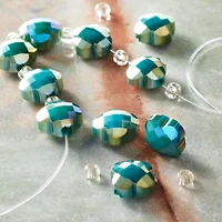 Green Faceted Glass Cross Beads, 12mm by Bead Landing™