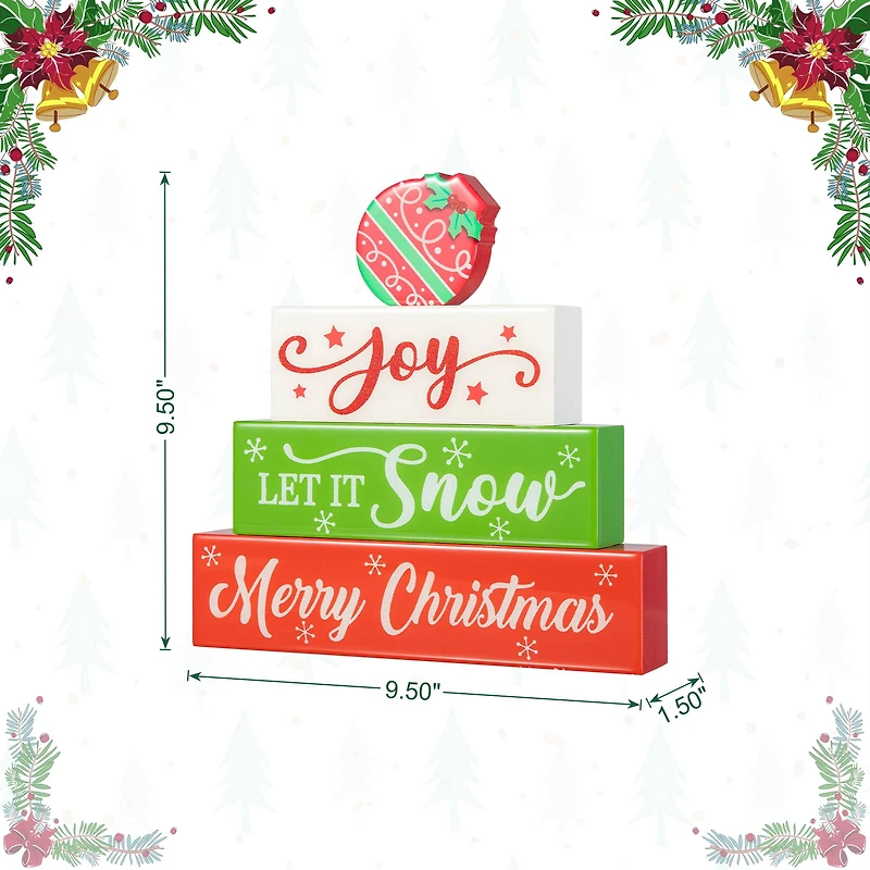 Glitzhome® 9.5" Christmas Wooden Block Word Sign