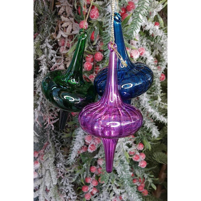 Wizardi 6" Blue Spire Glass Christmas Ornament