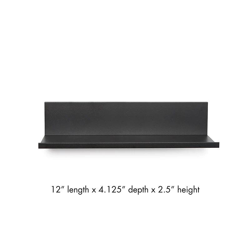 Hangz™ Black No Stud 4" Depth Floating Shelf