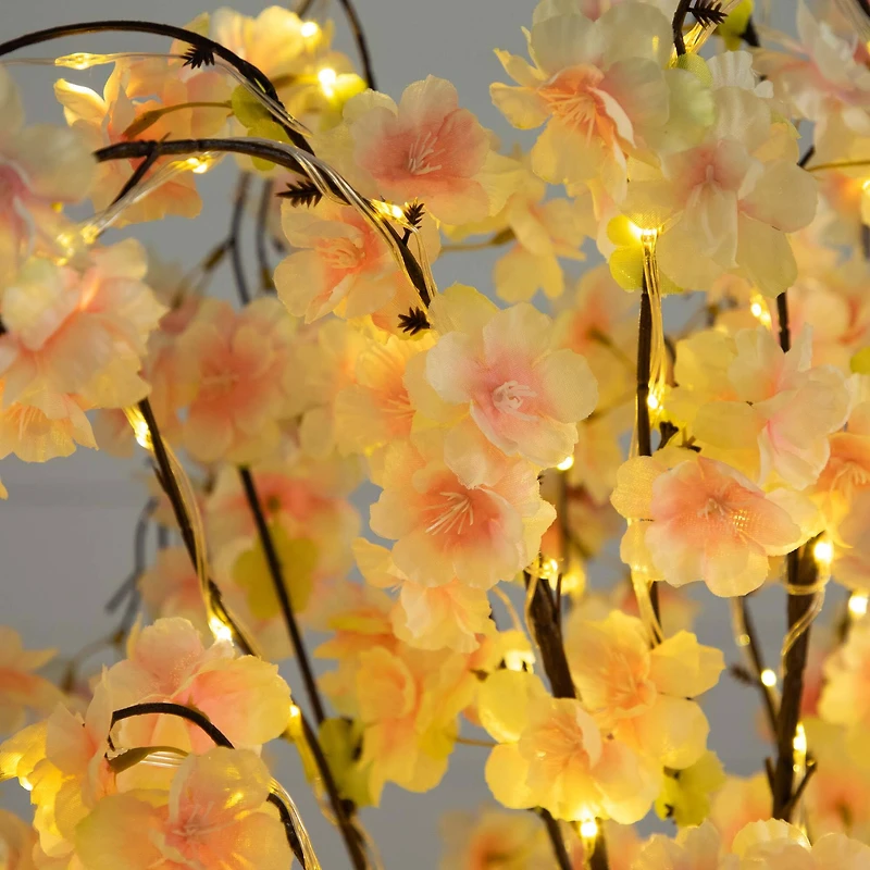 5ft. Pre-Lit Blossoming Pink Artificial Cascading Cherry Tree with Warm White LED Lights