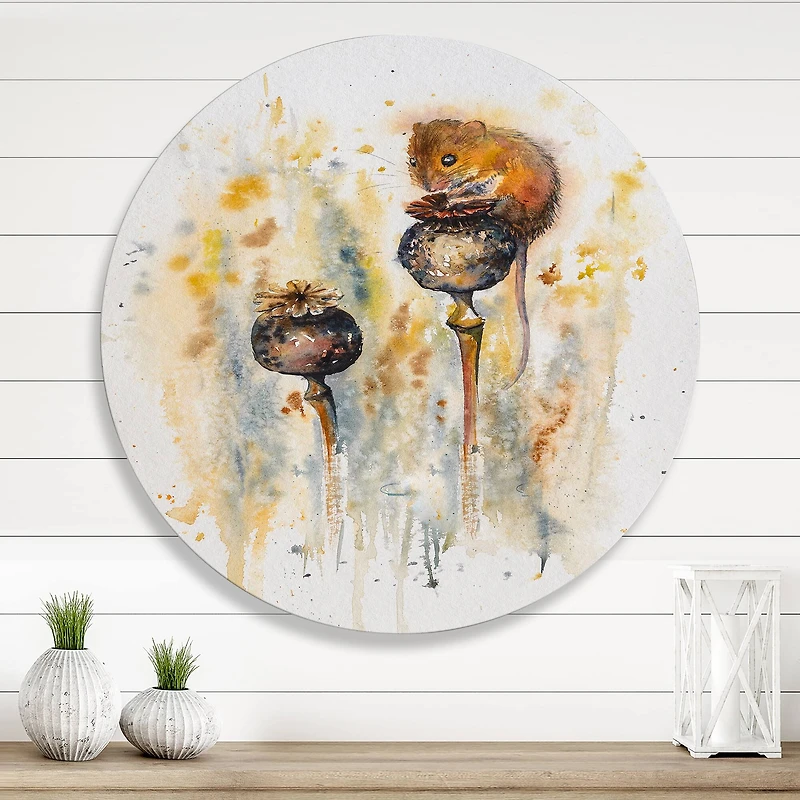 Designart - Mouse Sitting On Poppies