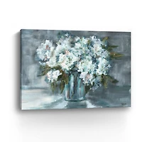 White Hydrangeas On Gray Landscape Canvas Giclee