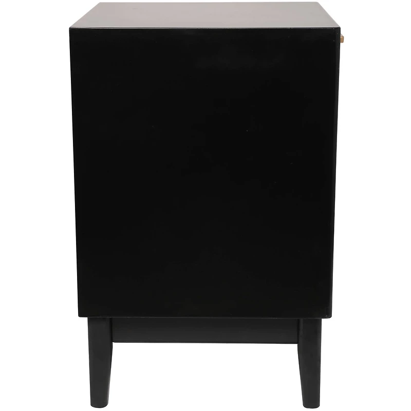 Wood Accent Table with Cane Front Drawer & Gold Handle