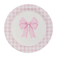 9" Pink Bow & Gingham Dinner Plates, 10ct. by Celebrate It™