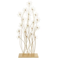 5ft. Gold Metal Tall Floral Sculpture with Crystal Embellishments