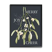 Stupell Industries Merry Joy Cheer Holly Berries Framed Giclee Art