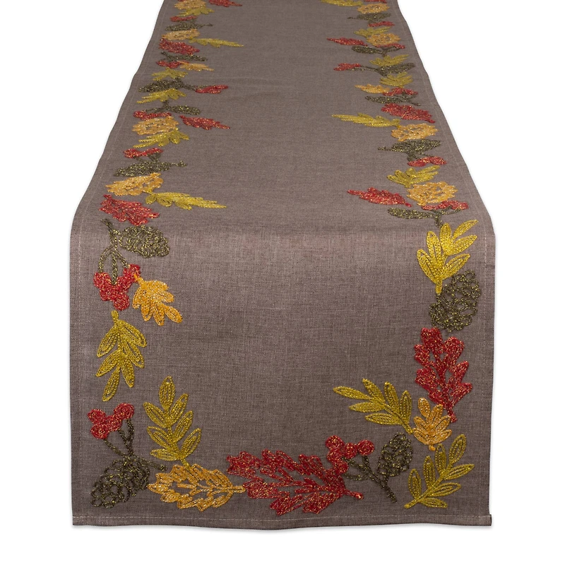 DII® 108" Shimmering Leaves Embroidered Table Runner