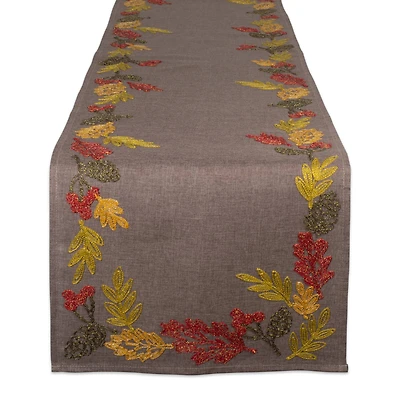 DII® 108" Shimmering Leaves Embroidered Table Runner