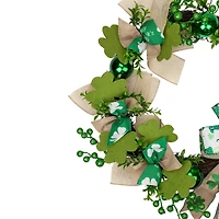 Burlap Bows and Shamrocks St. Patrick's Day Wreath 24" Unlit