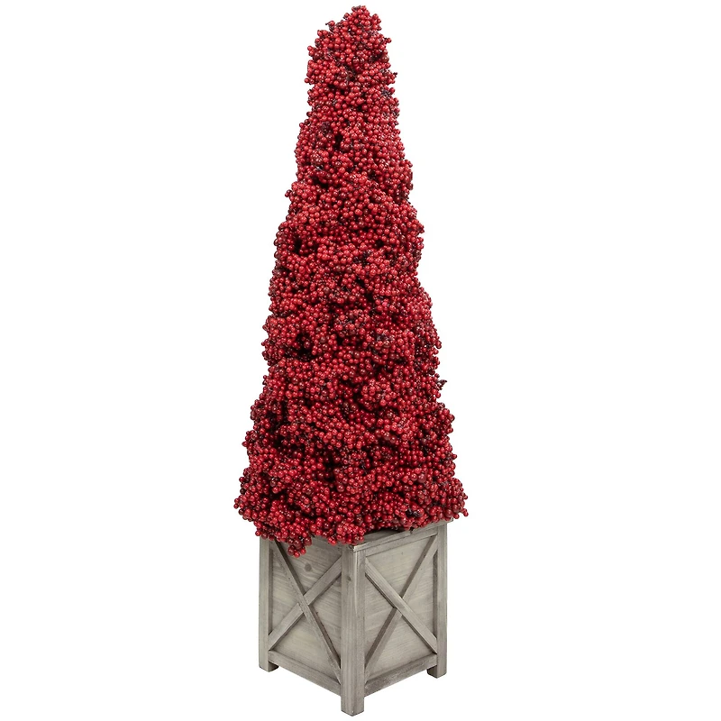 3ft. Unlit Red Berry Cone Artificial Potted Christmas Topiary