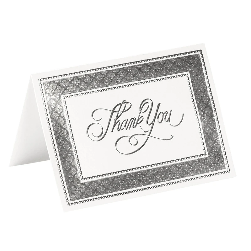 JAM Paper Thank You Card Set with Silver Border