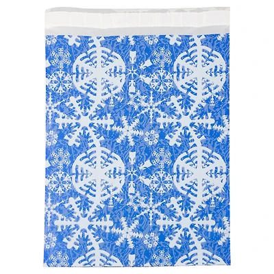JAM Paper Blue & White Snowflakes Open End Catalog Premium Foil Envelopes