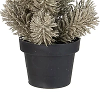 8.5" Unlit Metallic Glitter Pine Artificial Potted Christmas Tree