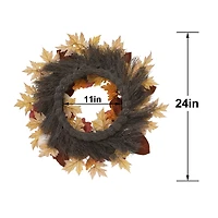 24" Peony, Rose & Pumpkin Wreath by Ashland®