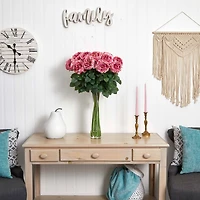 2.5ft. Pink Fancy Rose In Glass Cylinder Vase