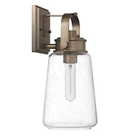 Hello Honey® Gage Tuscan Gold Industrial Tapered Seedy Glass & Metal Wall Mounted Outdoor Light
