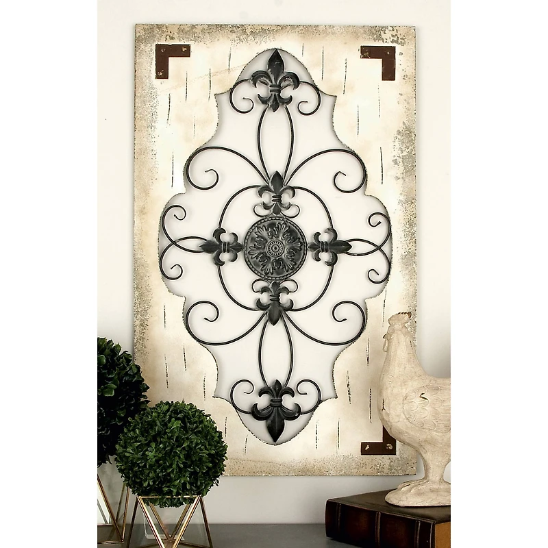 Cream & Brown French Wood & Metal Wall Décor