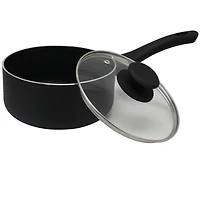 Oster Ashford 2qt. Black Aluminum Nonstick Sauce Pan With Tempered Glass Lid