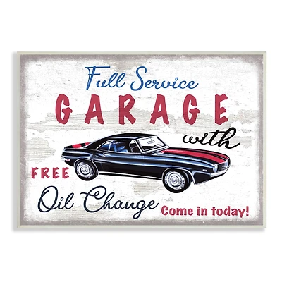 Stupell Industries Vintage Rustic Full Service Garage Sign Sports Car Wall Plaque Art