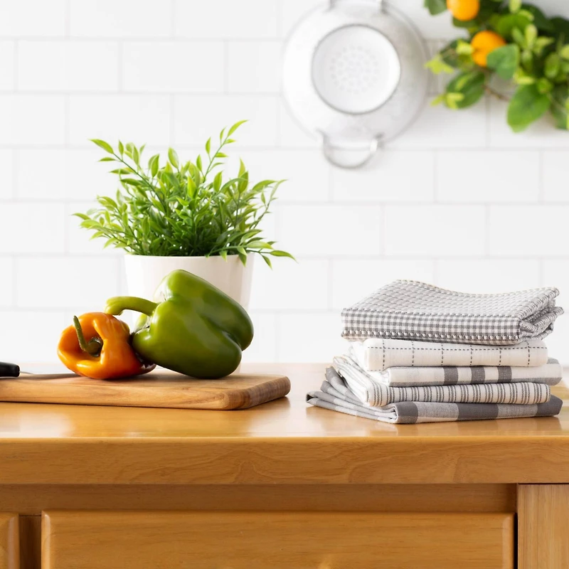 DII® Gray Farmhouse Woven Dishtowel Set